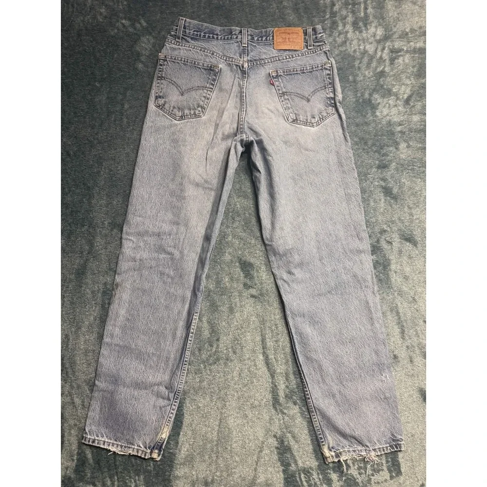 Levis Mens 36x34 Relaxed Straight Leg Jeans Light Blue Distressed Thrashed